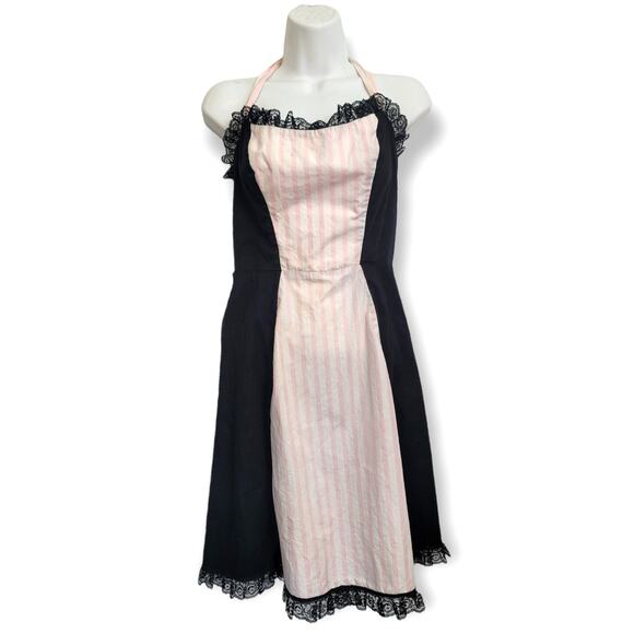 Lucky 13 Pinup-Inspired Pink Black Halter Midi Dress Size MEDIUM - Picture 1 of 9